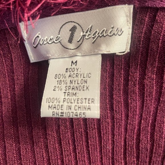 Once Again Purple Faux Fur Cardigan Sweater Medium 3/4 Sleeve Bratz Phoebe Y2K - Picture 7 of 9